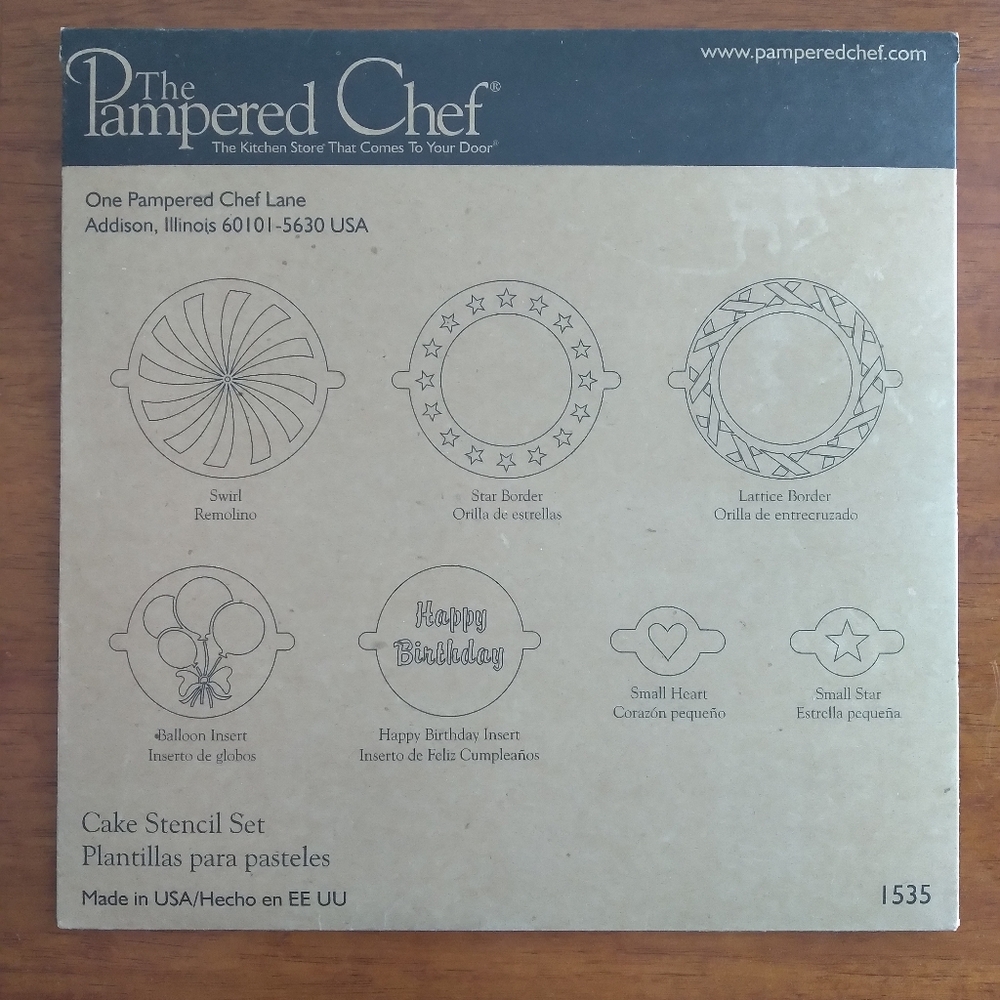 The Pampered Chef New Cake Stencil Set of 7 Plastic Stencils